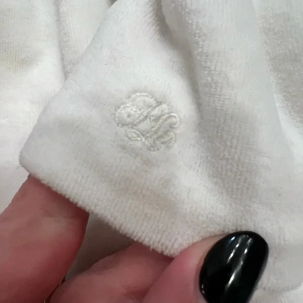 Ralph Lauren Soft Cream Velvet Footie Pajamas